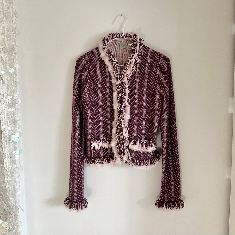 Anthropologie • Wool + Angora Fringed Ruffle Cardigan